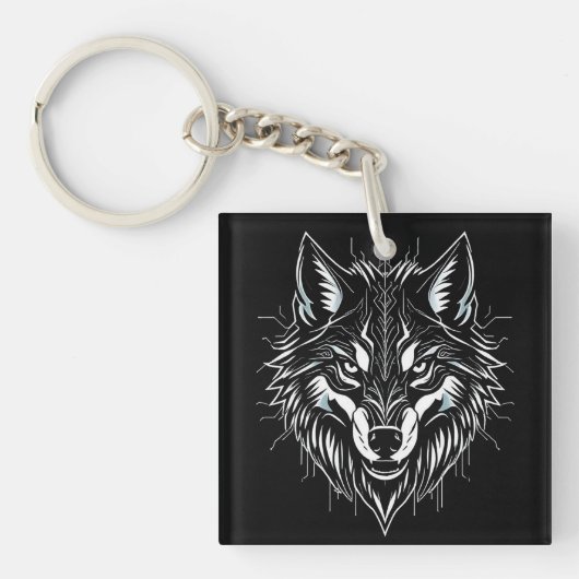 Wolfs Kopfkunst Schlüsselanhänger (Vorderseite)