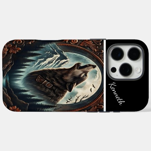 Wolfs Mondlicht-Serenade Case-Mate iPhone Hülle (Rückseite (Horizontal))