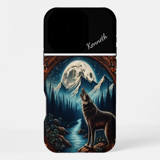 Wolfs Mondlicht-Serenade iPhone Hülle (Rückseite)