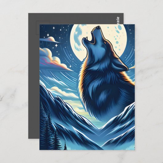 Wolfs Moonlit Howl Postkarte (Vorne/Hinten)