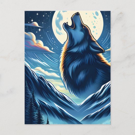 Wolfs Moonlit Howl Postkarte (Vorderseite)