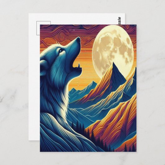 Wolfs Moonlit Howl Postkarte (Vorne/Hinten)