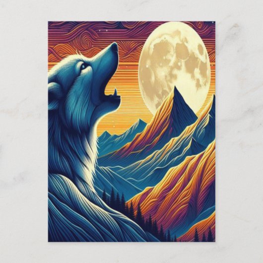 Wolfs Moonlit Howl Postkarte (Vorderseite)
