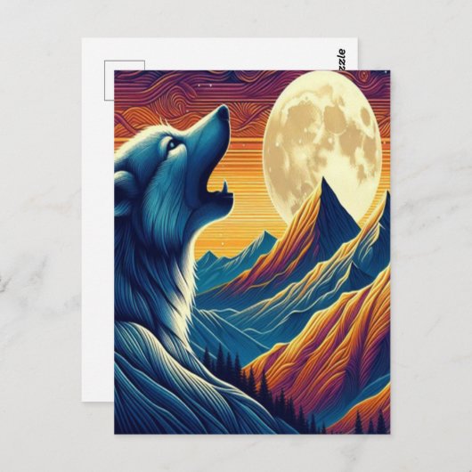 Wolfs Moonlit Howl Postkarte (Vorne/Hinten)