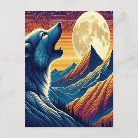 Wolfs Moonlit Howl Postkarte (Vorderseite)