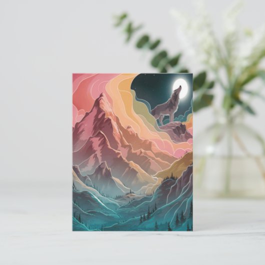 Wolfs Moonlit Howl Postkarte (Stehend Vorderseite)