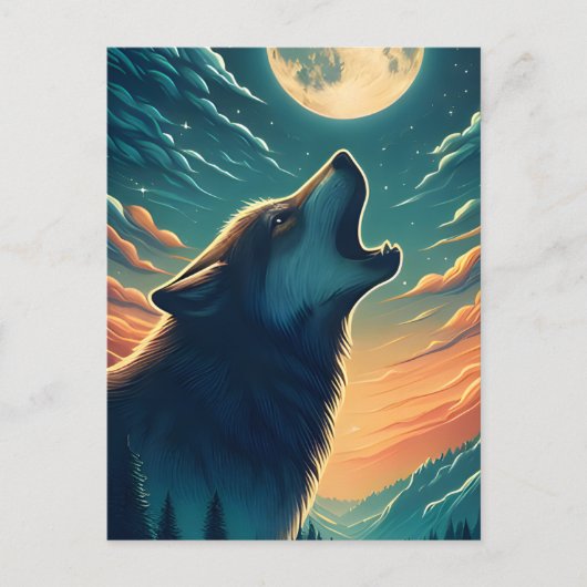Wolfs Night Song Postkarte (Vorderseite)