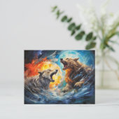 Wolfs Sköll and Hati hunting moon and sun Postkarte (Stehend Vorderseite)