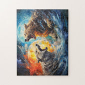 Wolfs Sköll und Hati jagen Mond und Sonne Puzzle (Vertikal)