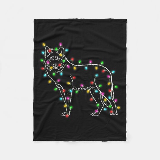 Wolfs Tree Christmas Sweater Xmas Pet Animal Wolf Fleecedecke (Vorderseite)