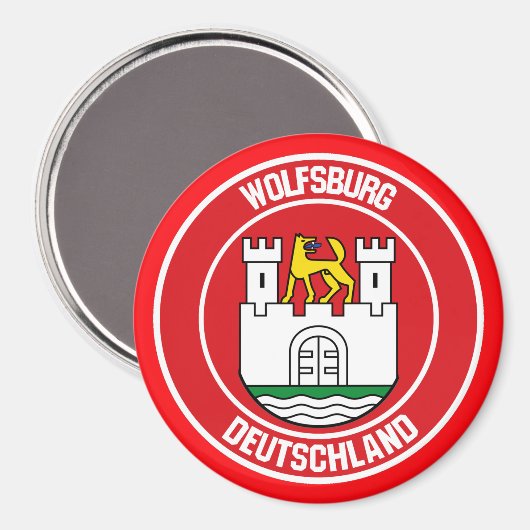 Wolfsburg Round Emblem Magnet (Vorderseite/Rückseite)