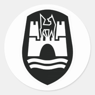 Wolfsburg-Wappen (Schwarz-weiß) Runder Aufkleber