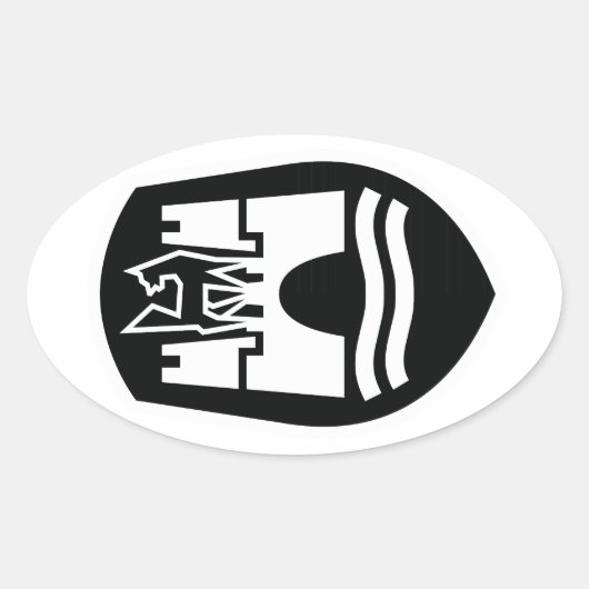 Wolfsburger Wappen (Schwarz-weiß) Ovaler Aufkleber (Vorderseite)