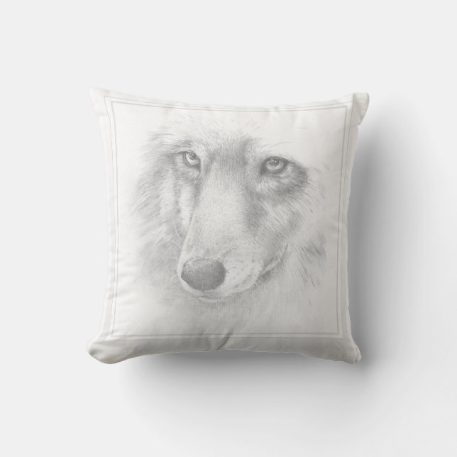 Wolfsgesicht Kissen (Vorderseite)