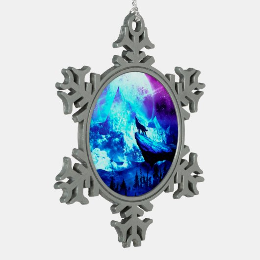 Wolfshecht Schneeflocken Zinn-Ornament (Links)