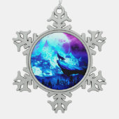 Wolfshecht Schneeflocken Zinn-Ornament (Vorderseite)