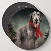 Wolfshund Hund im Schnee Weihnachten Button (Vorne & Hinten)
