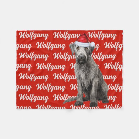 Wolfshund-Hund mit Namensmuster-Weihnachten Fleecedecke (Vorderseite (Horizontal))