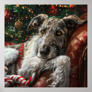 Wolfshund Hund Weihnachten Festlich Poster