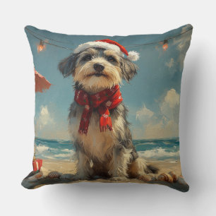 Wolfshund Hund Weihnachten Vintage Strand Kissen