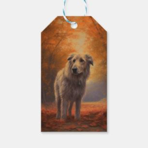 Wolfshund im Herbstlaub Fall Inspiriert Geschenkanhänger