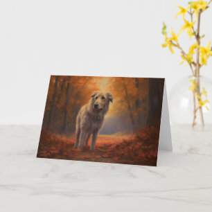 Wolfshund im Herbstlaub Fall Inspiriert Karte