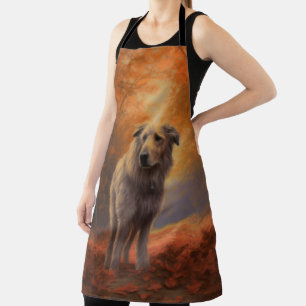 Wolfshund im Herbstlaub Fall Inspiriert Schürze
