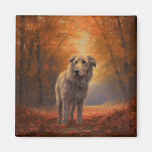 Wolfshund im Herbstlaubfall inspiriert Magnet