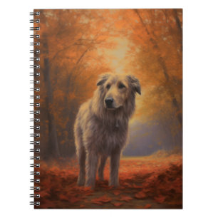 Wolfshund im Herbstlaubfall inspiriert Notizblock