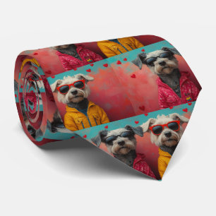 Wolfshund mit Herz Rosen Valentinstag Krawatte