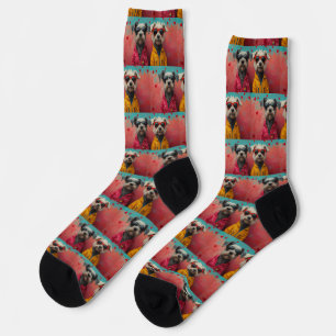 Wolfshund mit Herz Rosen Valentinstag Socken