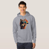 Wolfshund mit Sonnenbrille im Sonnenuntergang Idee Hoodie (Vorne ganz)