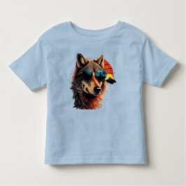 Wolfshund mit Sonnenbrille im Sonnenuntergang Idee Kleinkind T-shirt
