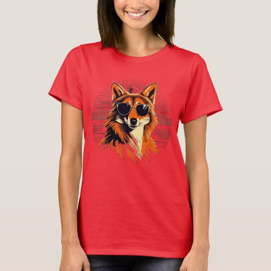 Wolfshund mit Sonnenbrille im Sonnenuntergang Idee T-Shirt (Vorderseite)