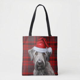 Wolfshund Weihnachts Hund Rot Kariert Saisonale Tasche
