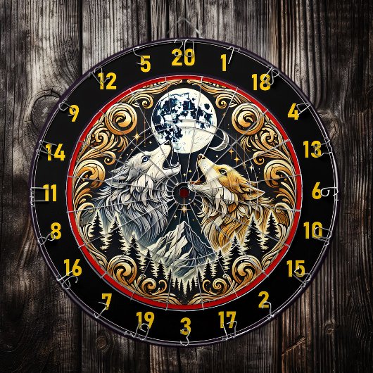 Wolfsinne strahlt das Spiel auf Dartscheibe