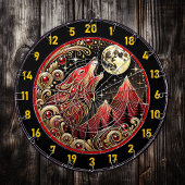 Wolfsinne strahlt das Spiel auf Dartscheibe