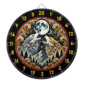 Wolfsinne strahlt das Spiel auf Dartscheibe (vorne)