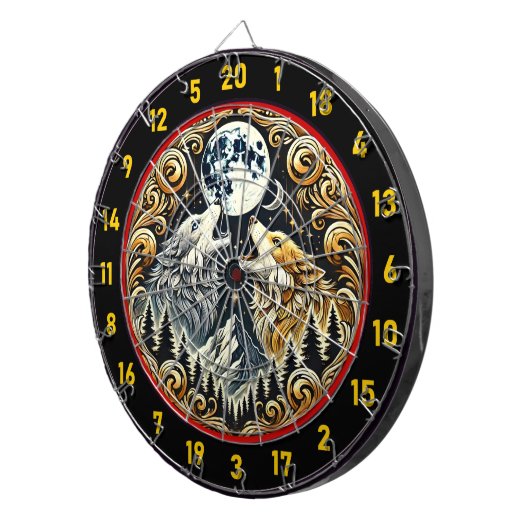 Wolfsinne strahlt das Spiel auf Dartscheibe (Vorderseite rechts)