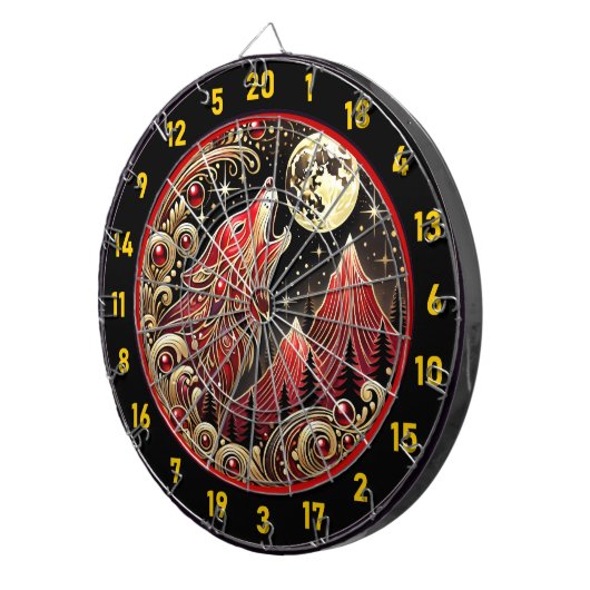 Wolfsinne strahlt das Spiel auf Dartscheibe (Vorderseite rechts)