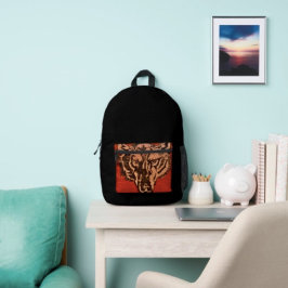 Wolfskopf auf Rot Bedruckter Rucksack