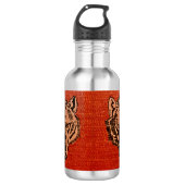 Wolfskopf auf Rot Edelstahlflasche (Vorderseite)