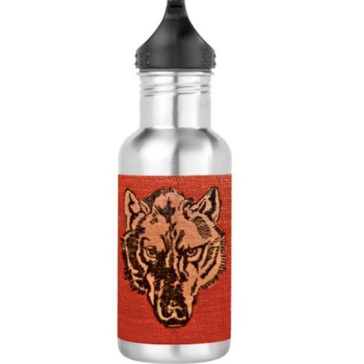 Wolfskopf auf Rot Edelstahlflasche