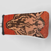 Wolfskopf auf Rot Golf Headcover (Vorderseite)