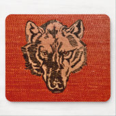 Wolfskopf auf Rot Mousepad (Vorne)