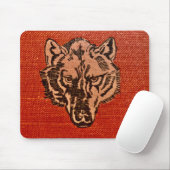 Wolfskopf auf Rot Mousepad (Mit Mouse)