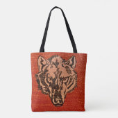 Wolfskopf auf Rot Tasche (Rückseite)