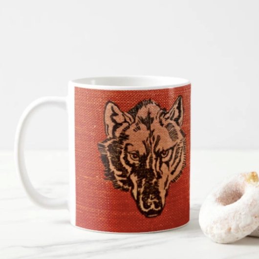 Wolfskopf auf roter Tasse