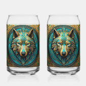Wolfskopf Gold und Türkis Dosenglas (Rückseite)