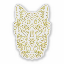 Wolfskopf-Kunst in Gold Aufkleber